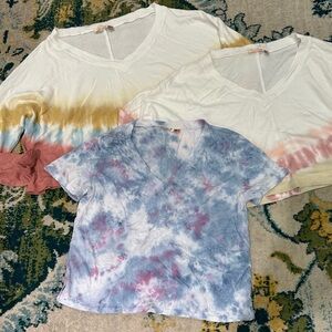 NEW 3 Maronie Anthropologie cropped tie dye T-shirts size S M womens juniors